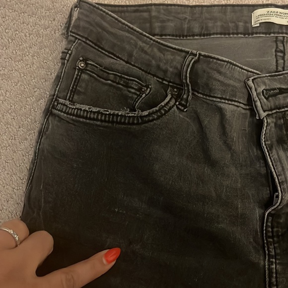 Zara Woman Premium Denim Collection High Rise Skinny Jeans Grey - Picture 4 of 10